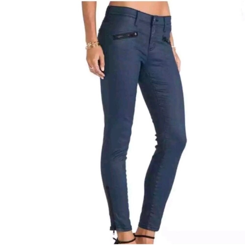 Soho coated ankle zip stiletto jeans Current/Elliot size 26 28” inseam navy blue